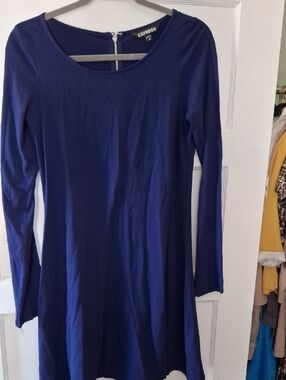 Express Navy Long Sleeve Swing Dress